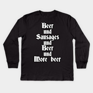 Oktoberfest beer and sausages funny drinking slogan Kids Long Sleeve T-Shirt